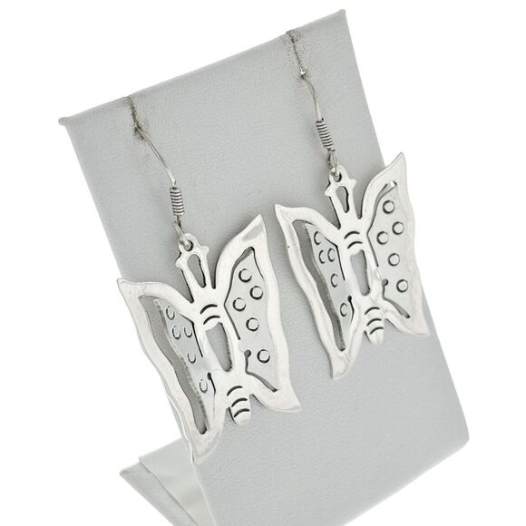3D Cut Out Butterfly Earrings | Vintage Sterling Silver 925 - Picture 4 of 8
